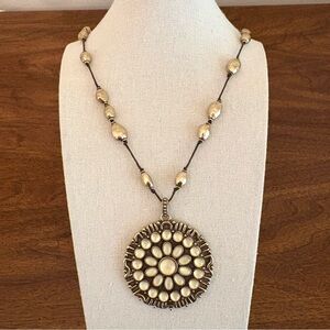 Lucky Brand | Beaded Oversized Reversible Pendant Necklace | 34” Adjustable